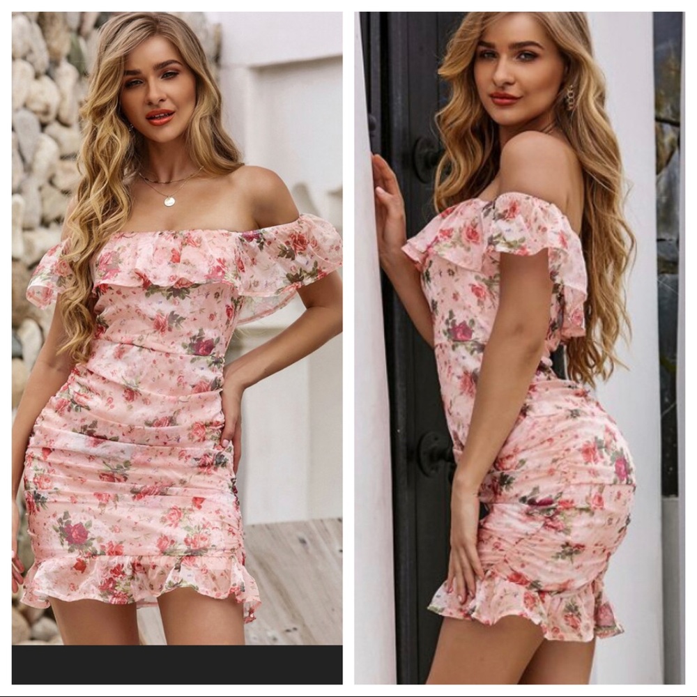 Brand New Pink Floral Mini Dress